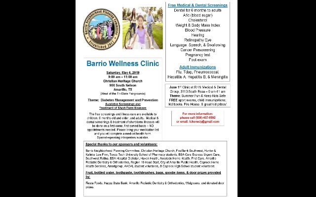 May Barrio Wellness Clinic To Be Held This Saturday