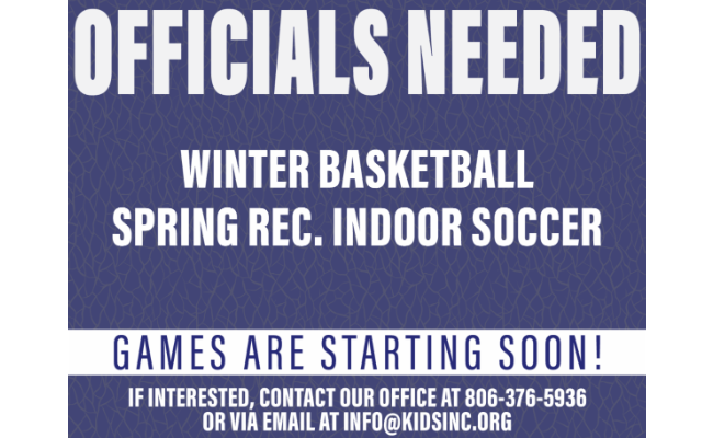 Kids Inc Needs Officials for Upcoming Sports Seasons